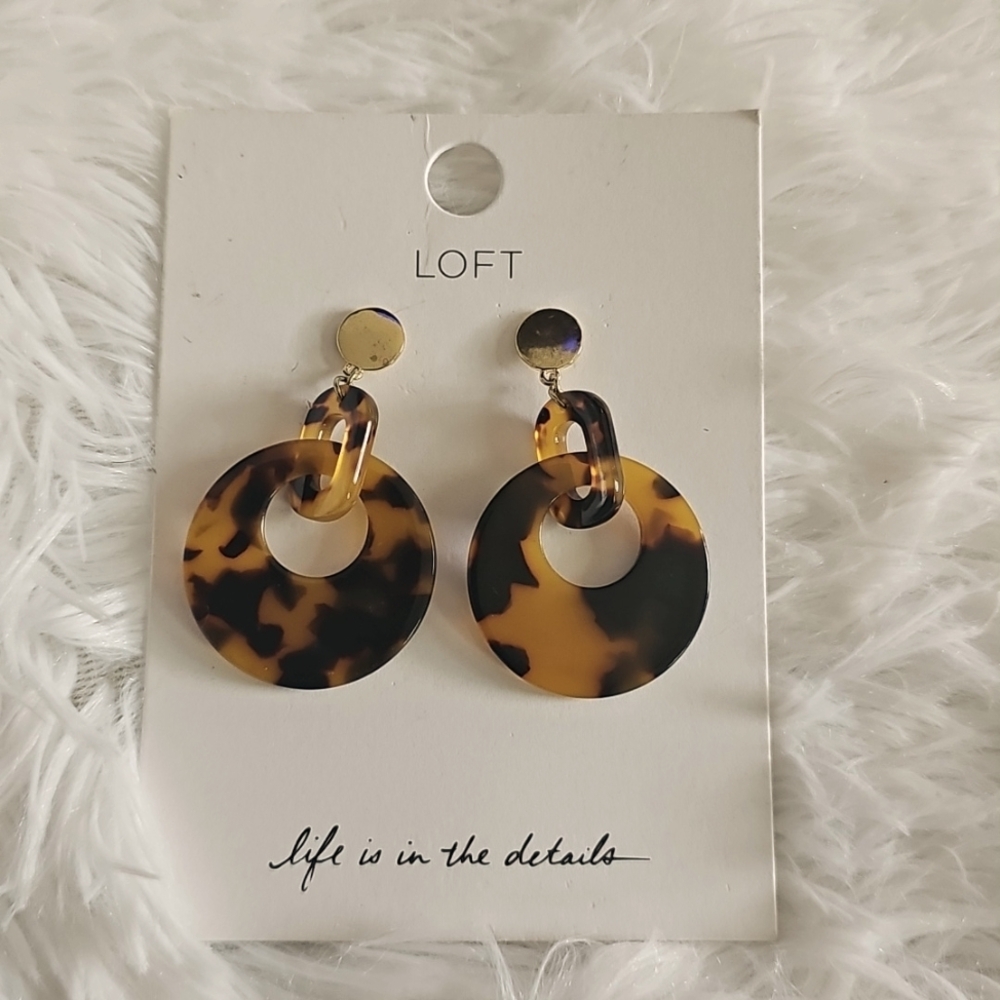 LOFT Black Beaded Loop Earrings